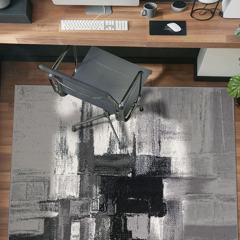 Rugshop Black Modern Abstract Area Rug â€” Non-Shedding for Bedroom, Home Office and Entryway 3' x 5' - Image 5